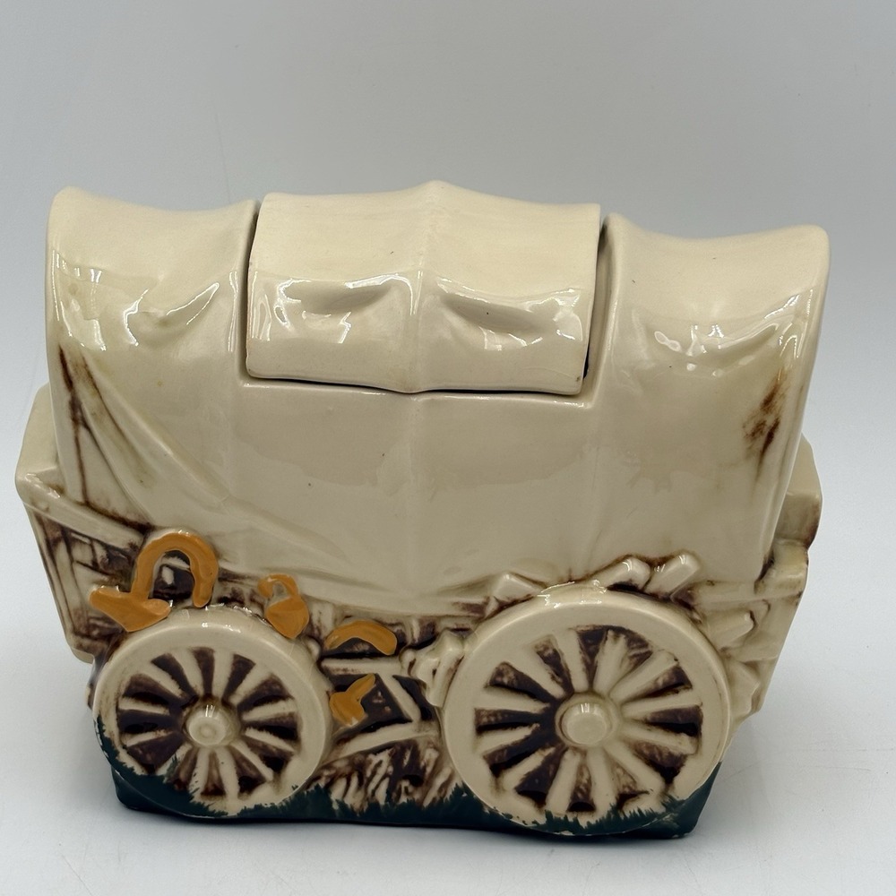 Vintage McCoy Pottery USA 1955 Western Covered Cookie Wagon Ceramic Cookie Jar